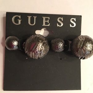 New black metal round front back earrings